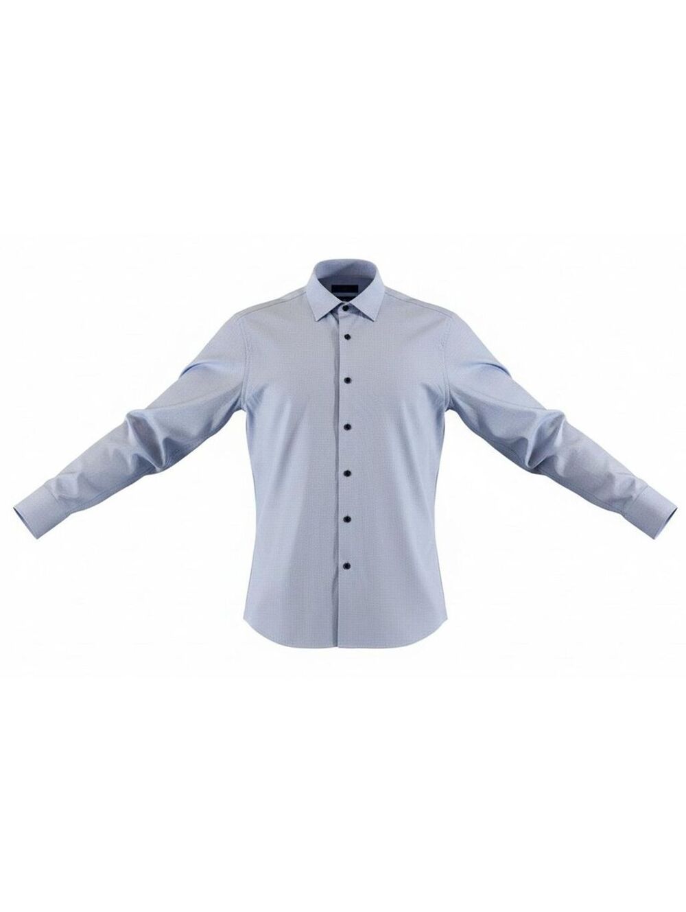 David Donahue Trim Fit Dress Shirt Blue White Micro Check Premium Cotton XL-XXL